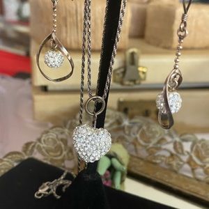 Sterling Silver/Crystal Pendant & Earrings